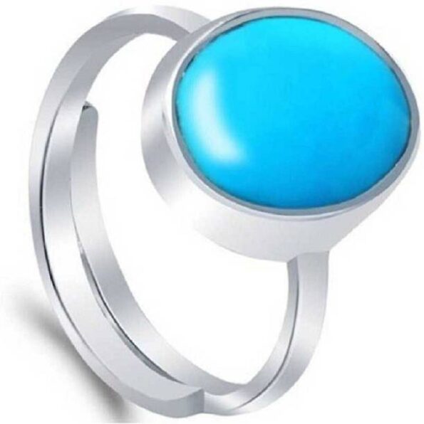 Kundligems Blue Sapphire Gemstone Silver Adjustable Rin...