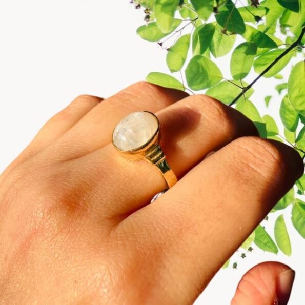 7.25 Ratti Stone Ring Oval Shape Faceted Cut Adjustable...