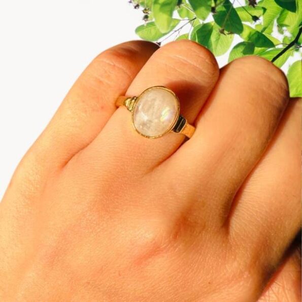 Golden Princess-Cut Gemstone Ring for Women & Girls Cop...