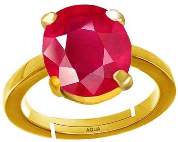Natural Ruby Stone Ring Lab Certified Adjustable Ring i...