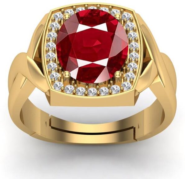 Ruby Manik Gemstone Wt 6.25 Ratti Dhatu Silver Coated A...