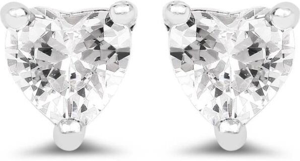 White Cubic Zirconia .925 Sterling Silver Heart Shape E...