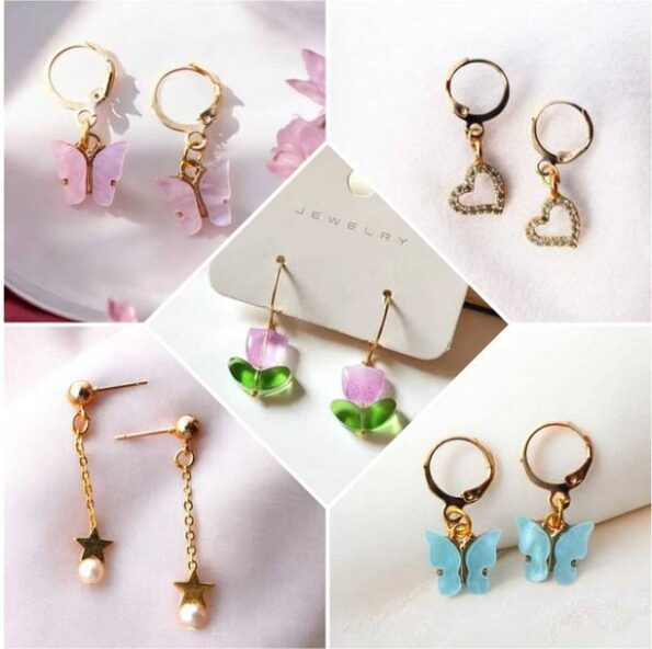 Semi-Precious Stone Multi-Color Crystal Metal Stud Earr...