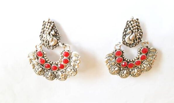 Partywear Fine Cut RED Stone Studded Moonstone, Pearl A...