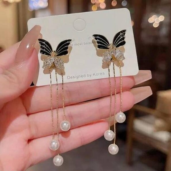 A5 Grade Yellow Crystal Black Gun Plated Drop Earrings ...