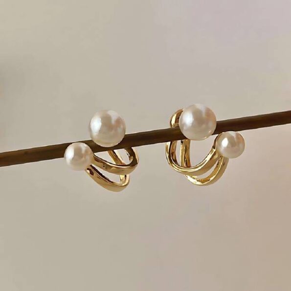 Pearls Heart Studs Korean Earrings For Women Girls west...