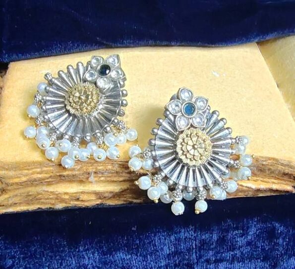 Handmade Alloy Metal Gold Plated Multi Gemstone Earring...