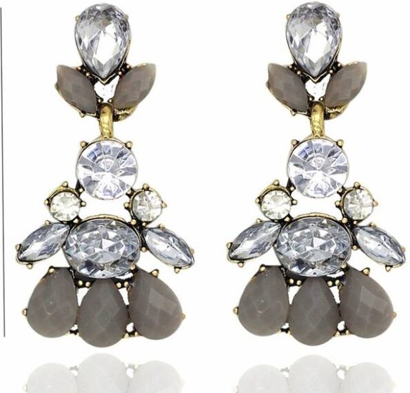 Crystal Dual Tone Grey Earring For Women Crystal Alloy ...
