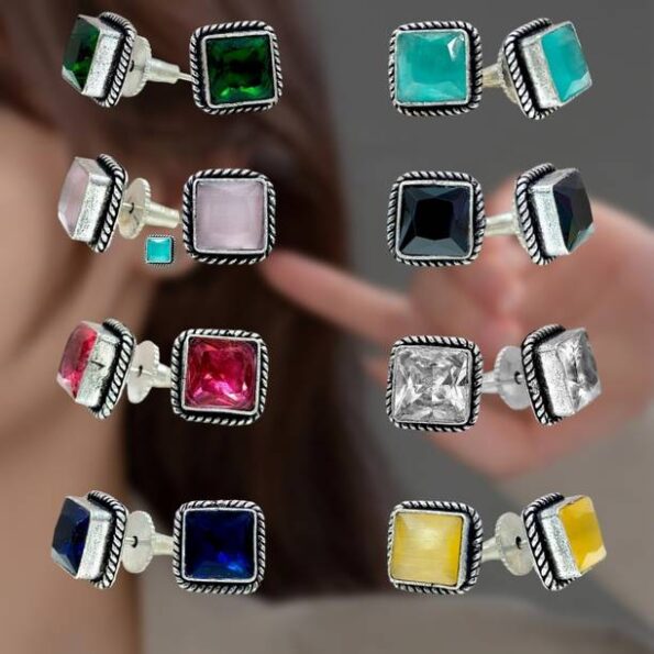 Trendy Silver Oxidised Multicolor Monalisa Stone Kaan B...