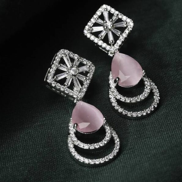 Long Floral Drop Hoop Korean Earrings For Women Girls T...