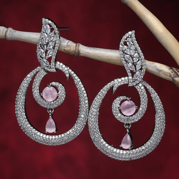 BOW CHARM STUD EARRINGS WITH CUBIC ZIRCONIA Cubic Zirco...