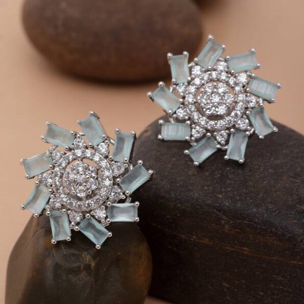 Traditional White Chandbali Earrings with Stunning Desi...