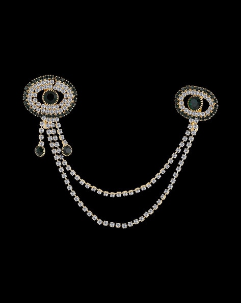 Traditional Gold Plated Peacock Diamond Studded Wedding Brooch