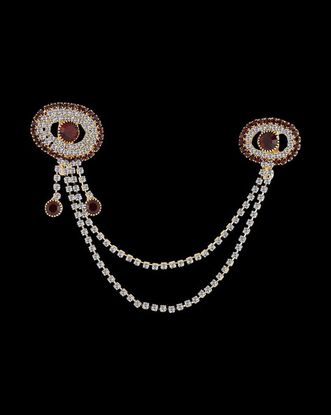 Traditional Gold Plated Peacock Diamond Studded Wedding Brooch