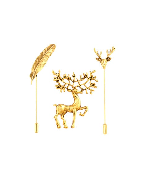 Set of 3 Valentine Gift Gold Plated Shirt Brooch Lapel Pin