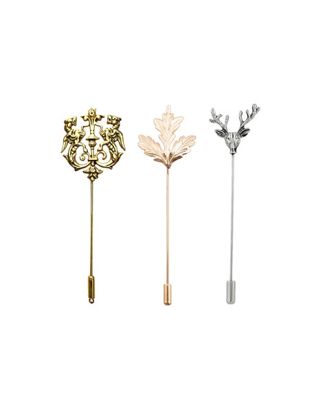 Set of 3 Lion Mapel Leaf & Deer Lapel Pin Brooch
