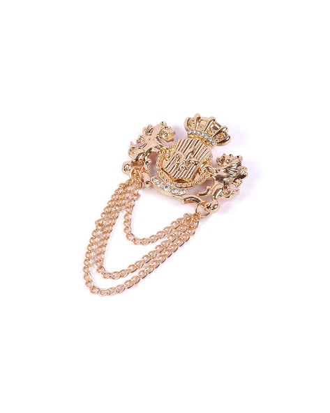 Rose Gold Plated Angel Unicorns with Golden Chain Brooch Pin