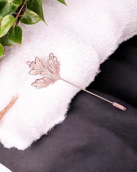 Rose Gold Plated Maple Leaf Tree Lapel Stick Brooch Pin