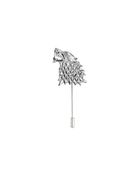 Rhodium Plated Game of Thrones Inspired Stark Wolf Lapel Pin